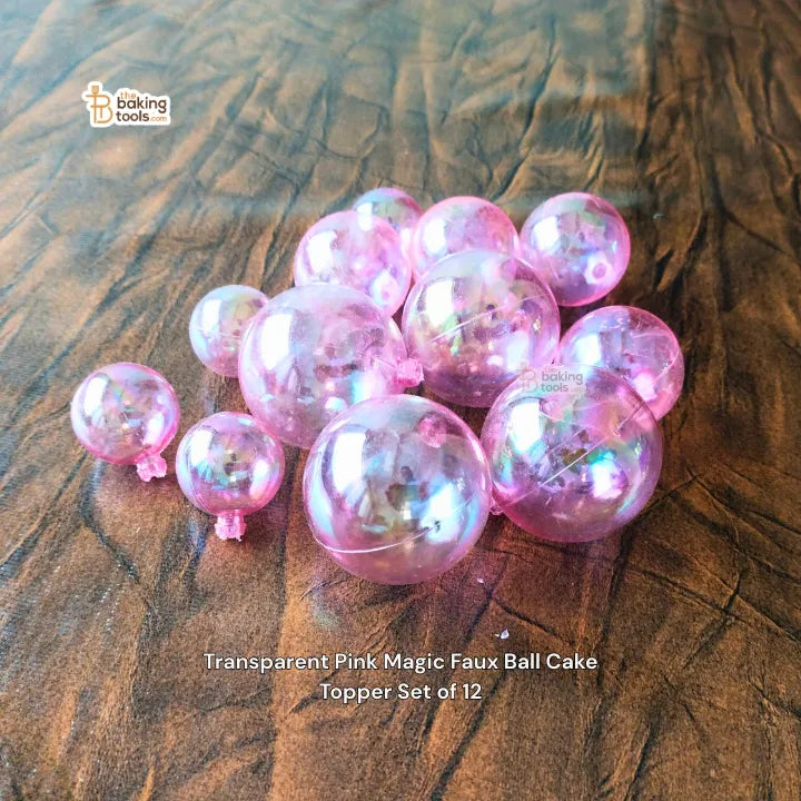 Transparent Pink Magic Faux Ball Cake Topper Set of 12 (No Damage Claim)